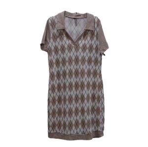 Shein Tan Geometric Print Short Sleeve Dress 3XL